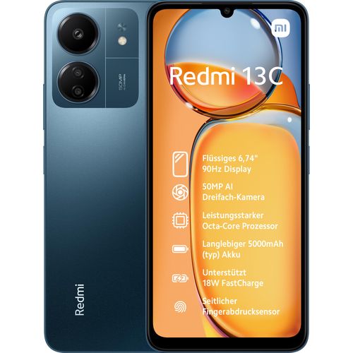 Redmi 13C (Midnight Black 4GB RAM, 128 Storage) -Smooth 6.74" 90Hz display |50MP AI triple camera |Powerful octa-core processor | Massive 5000 mAh(typ) battery | Supports 18W fast charging