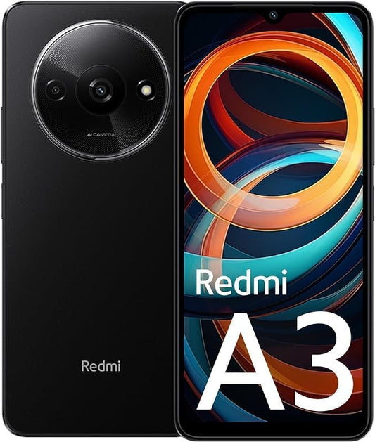 Redmi A3 Smartphone, Midnight Black, 3GB RAM, 64GB Storage, Premium Design, 90Hz Display